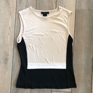 The Limited Cream and White Fitted Sleeveless Tank Top